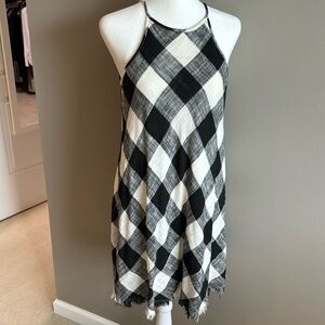 Anthropologie cloth & stone Lined Gingham Dress Frayed Edge XS